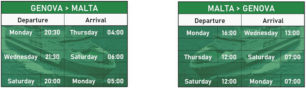 Timetable Genoa – Malta – Genoa