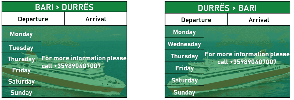 Timetable Albania routes